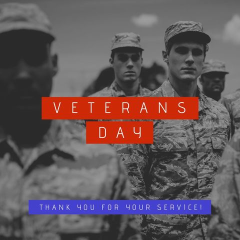 Veterans day tribute with diverse group of soldiers