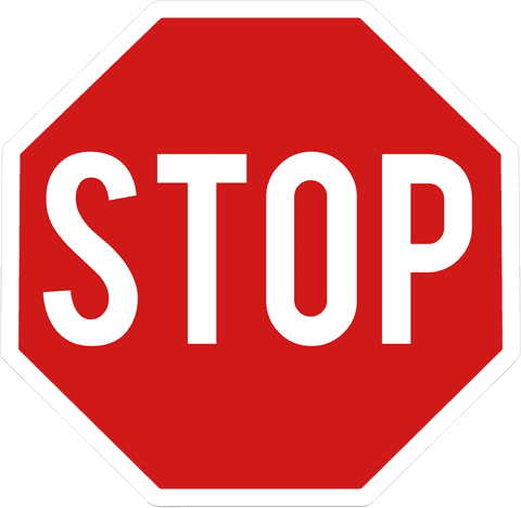 Stop road sign on transparent background