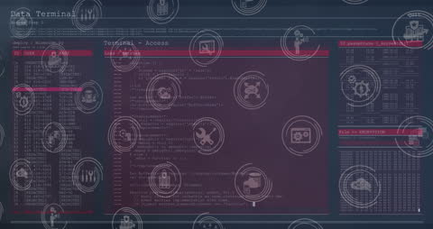 Futuristic Data Processing Interface with Digital Icons