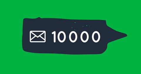 Growing Message Count Illustration on Green Background