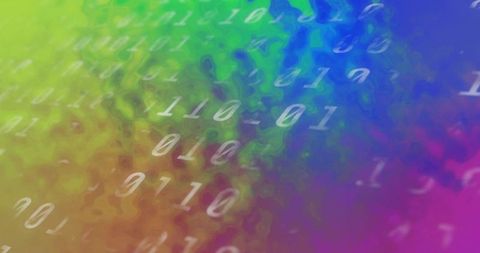 Digital binary code over multicolored gradient background