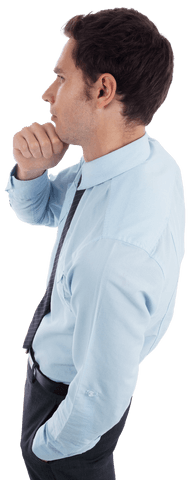 Thoughtful Businessman with Transparent Background in Contemplative Pose