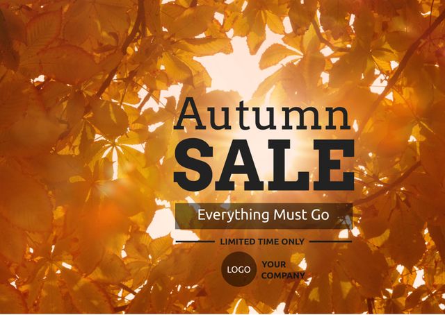 Autumn Sale Promotion with Rustic Orange Leaves and Sunlight - Download Free Stock Templates Pikwizard.com