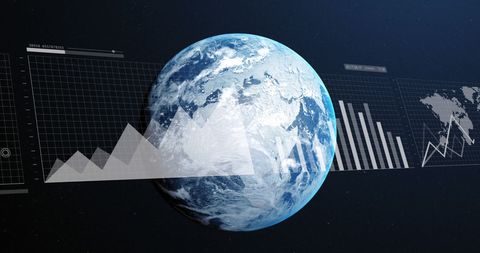 Global Business Data Visualization with Spinning Earth - Download Free Stock Images Pikwizard.com