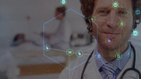 Confident Doctor Embracing Medical Technology Interface