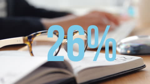 Animation of 26 Percent over Glasses and Open Book