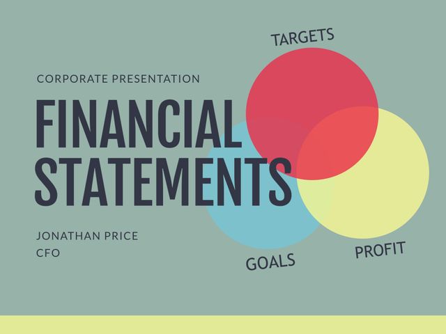 Promoting clarity in business strategy, the overlapping circles on this financial statements template symbolize goal integration and synergy. Ideal for corporate presentations, it can also be adapted for educational finance workshops.