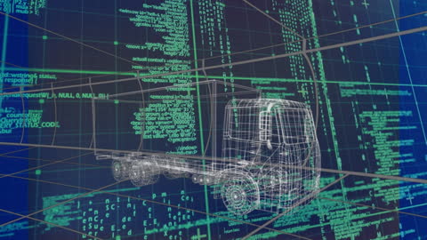 Futuristic Truck in Digital Grid With Programming Overlay