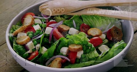 Fresh Vegetable Salad with Nutritional Data Overlay