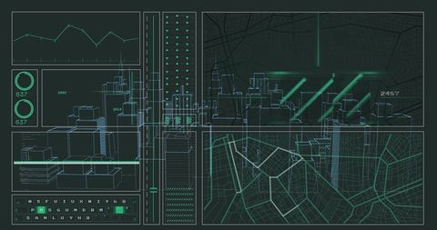 Digital City Blueprint with Data Interface - Download Free Stock Images Pikwizard.com