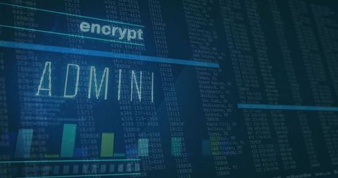 Cybersecurity Dashboard Displaying Data Encryption and Admin Access