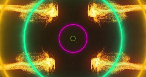 Vibrant Neon Particle Effects with Dynamic Circles