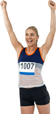 Transparent Image of Joyful Female Athlete Celebrating