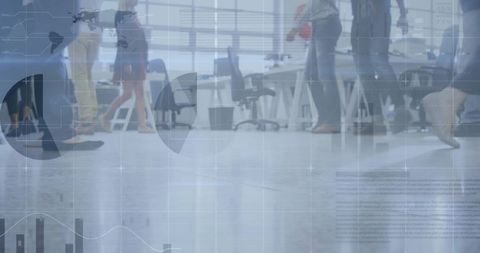 Global Business People Against Financial Data Overlay in Office Environment