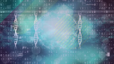 Animated DNA and Binary Data with Brain Technology Concept