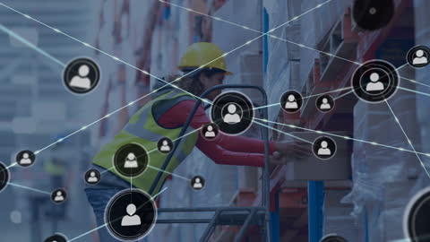 Warehouse Worker Integrating Digital Connectivity in Stock Management