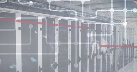 abstract connecting nexuses with computer server room overlay - Download Free Stock Images Pikwizard.com