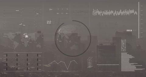 Innovative Data Interface with Business Analytics Over Cityscape - Download Free Stock Images Pikwizard.com