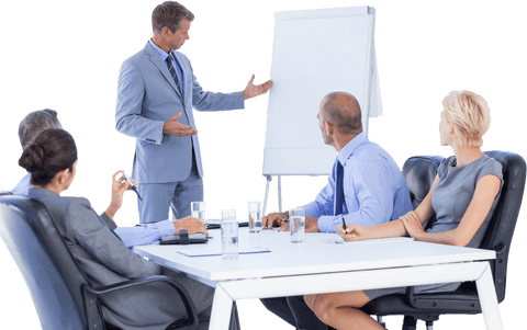 Transparent Business Meeting Presentation with Colleagues in Office