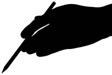 Transparent Silhouette Hand Holding Pencil Illustration