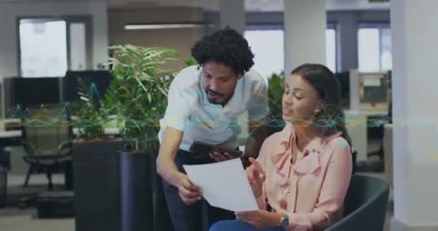 Business Professional Collaboration on Data Insights in Modern Office