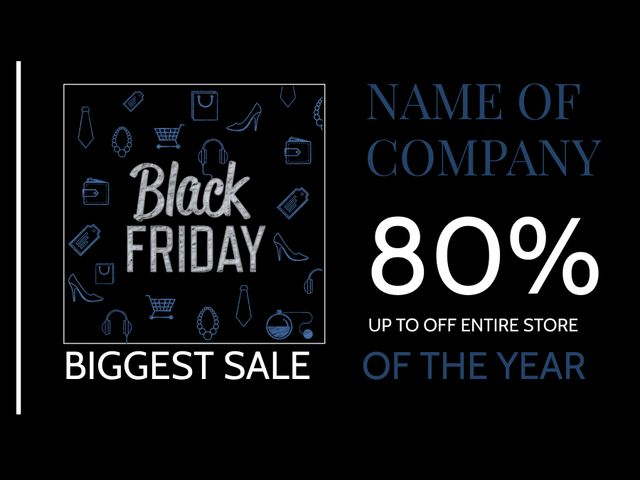 Black Friday Sale Poster with 80 Percent Discount Highlight - Download Free Stock Templates Pikwizard.com