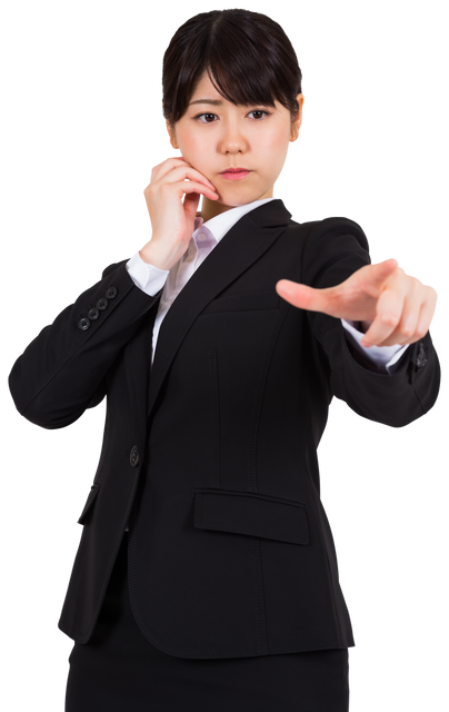 Transparent Asian Businesswoman Pointing Forward for Virtual Interface - Download Free Stock Videos Pikwizard.com