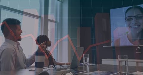 Diverse Team Analyzing Data in Office Video Conference