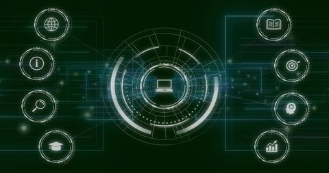 Futuristic Data Interface with Technology Icons