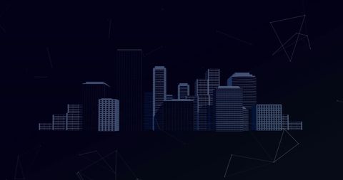 3D Skyline of Modern Buildings with Futuristic Technology Theme