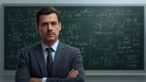 Serious Educator Analyzing Mathematical Equations in Classroom