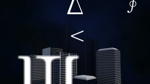 Futuristic Cityscape with Animated Mathematical Symbols