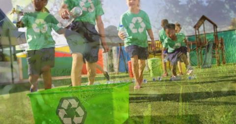 Children Recycling Plastic Bottles with Enthusiasm Outdoors - Download Free Stock Images Pikwizard.com