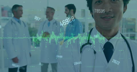 Diverse Doctors with Data Visualization Concept