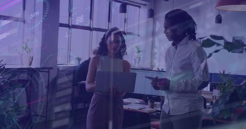 Digital Collaboration in Modern Workspace with Multiracial Team