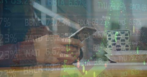 Business professional analyzing stock trends with smartphone