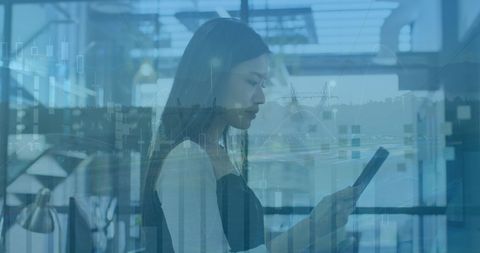 Abstract Financial Analysis with Businesswoman in Office Setting