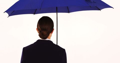 Businesswoman Holding Blue Umbrella with Copy Space Background - Download Free Stock Images Pikwizard.com