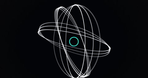 Dynamic Rotating Sphere with Hypnotic White Rings, Black Background