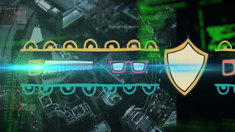 Cybersecurity Concept with Digital Shield and Network Interface