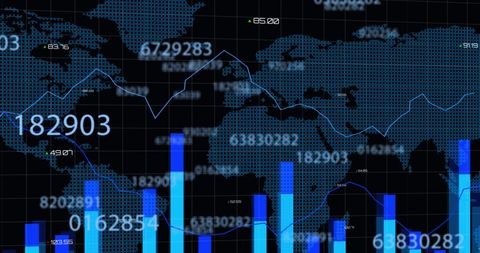 Global Financial Data with Graphs and World Map Visualization - Download Free Stock Images Pikwizard.com