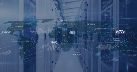 Global Cyber Security Concept with Digital World Map Overlay