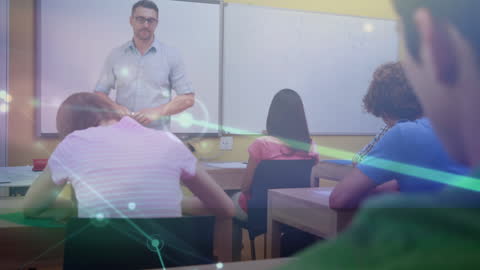 Teacher Engaging Students with Digital Network Animation