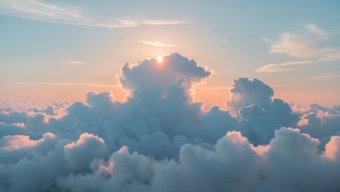 Sun Gleaming Over Pastel Cloud Horizon in Tranquil Sky - Download Free Stock Images Pikwizard.com
