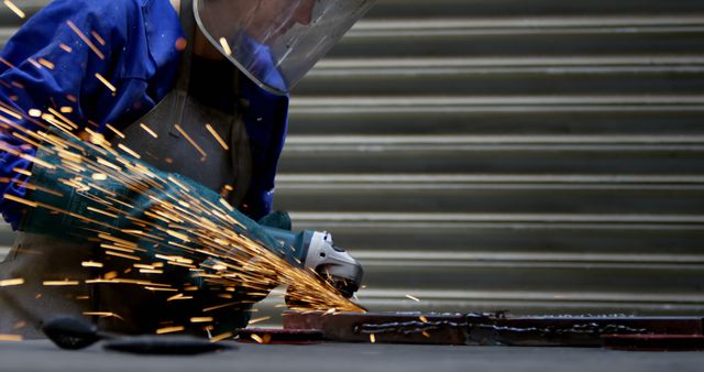 Metalworker Grinding Metal with Sparks Flying - Download Free Stock Images Pikwizard.com