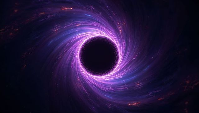 Spiraling vortex in space with purple and blue colors
