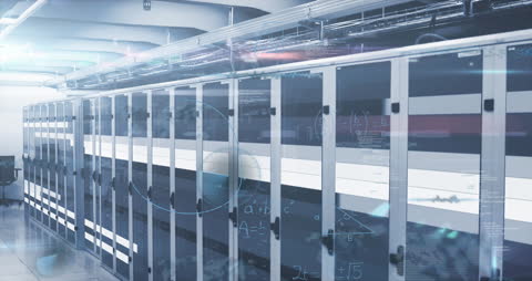 Mathematical Equations Overlay on Data Server Racks