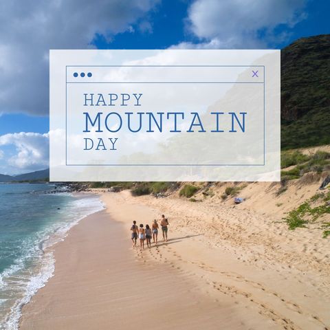 happy mountain day message on tropical beach background - Download Free Stock Templates Pikwizard.com