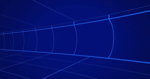 Futuristic blue tunnel with dynamic glowing lines