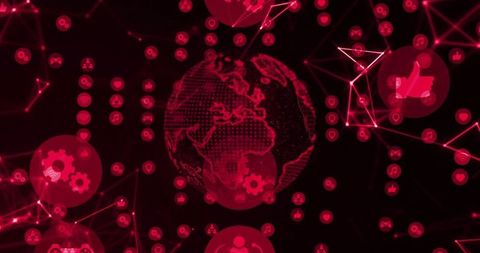 futuristic digital globe with icons and network connections - Download Free Stock Images Pikwizard.com